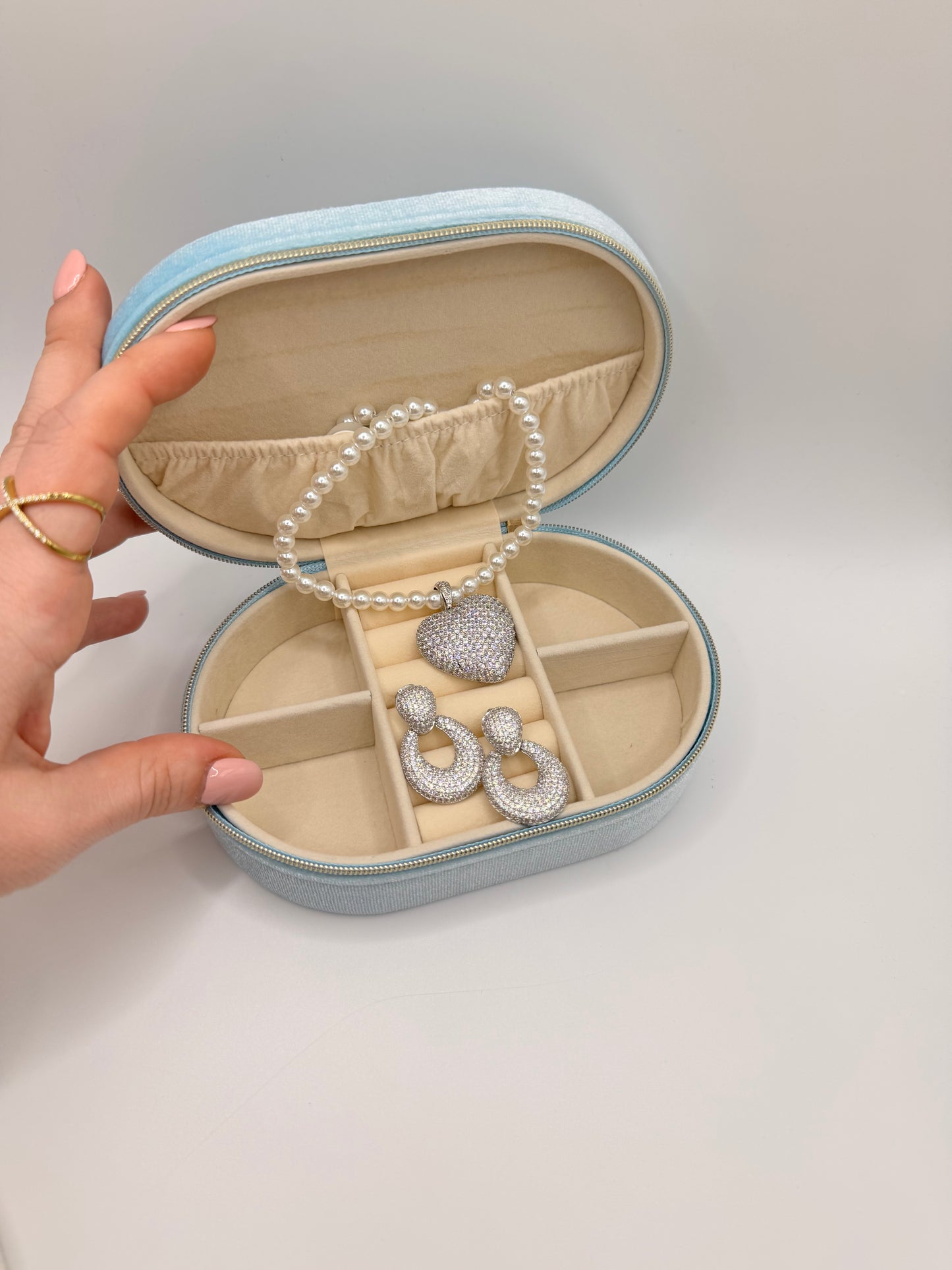 Collana perla con cuore pavè big
