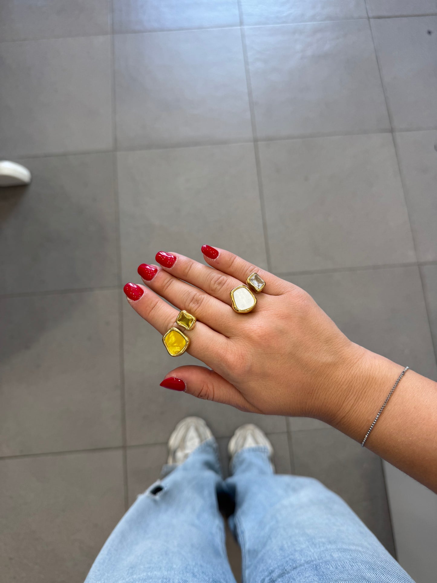 Anello double quadro