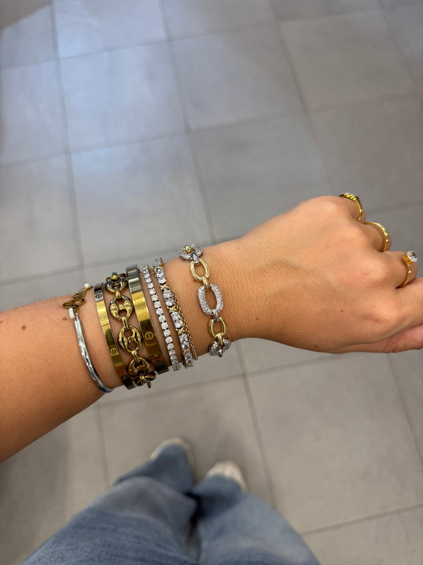 Bracciale catena bicolore