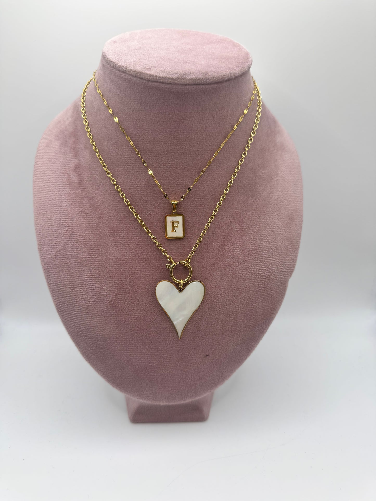 Collana cuore big madreperlato