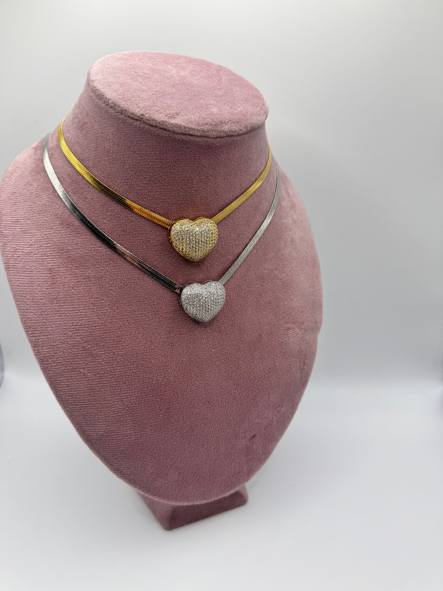 Collana big heart pavè