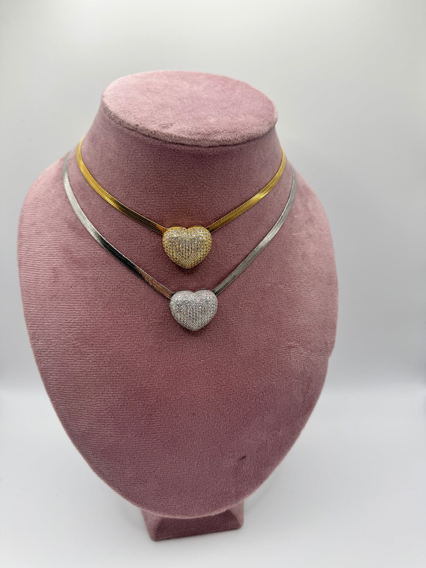 Collana big heart pavè
