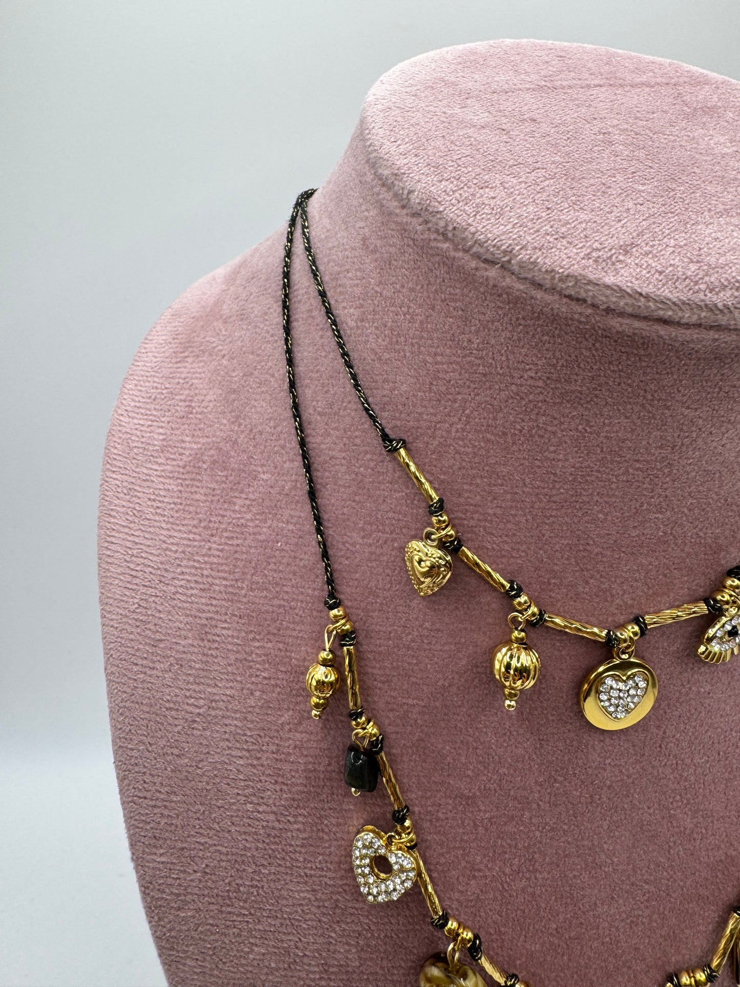 Collana 2 fili black and gold