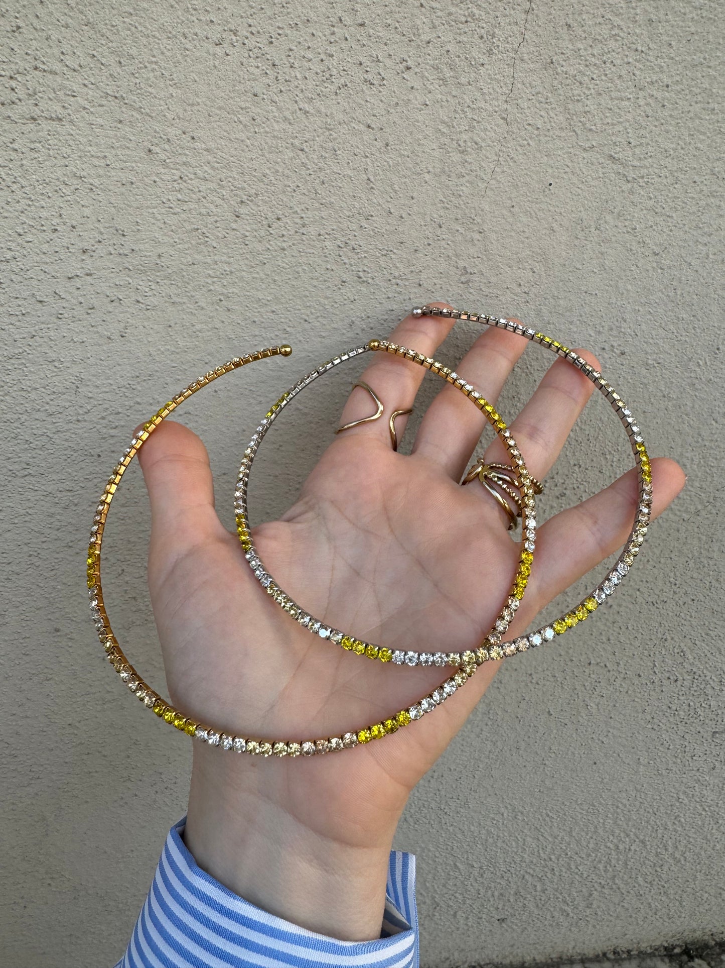 Collier rigido tennis color