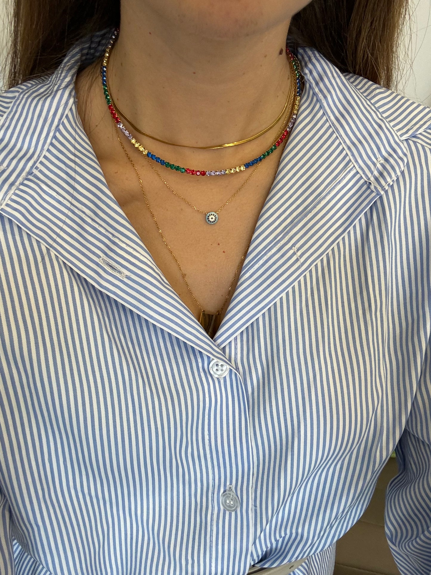 Collier rigido tennis color