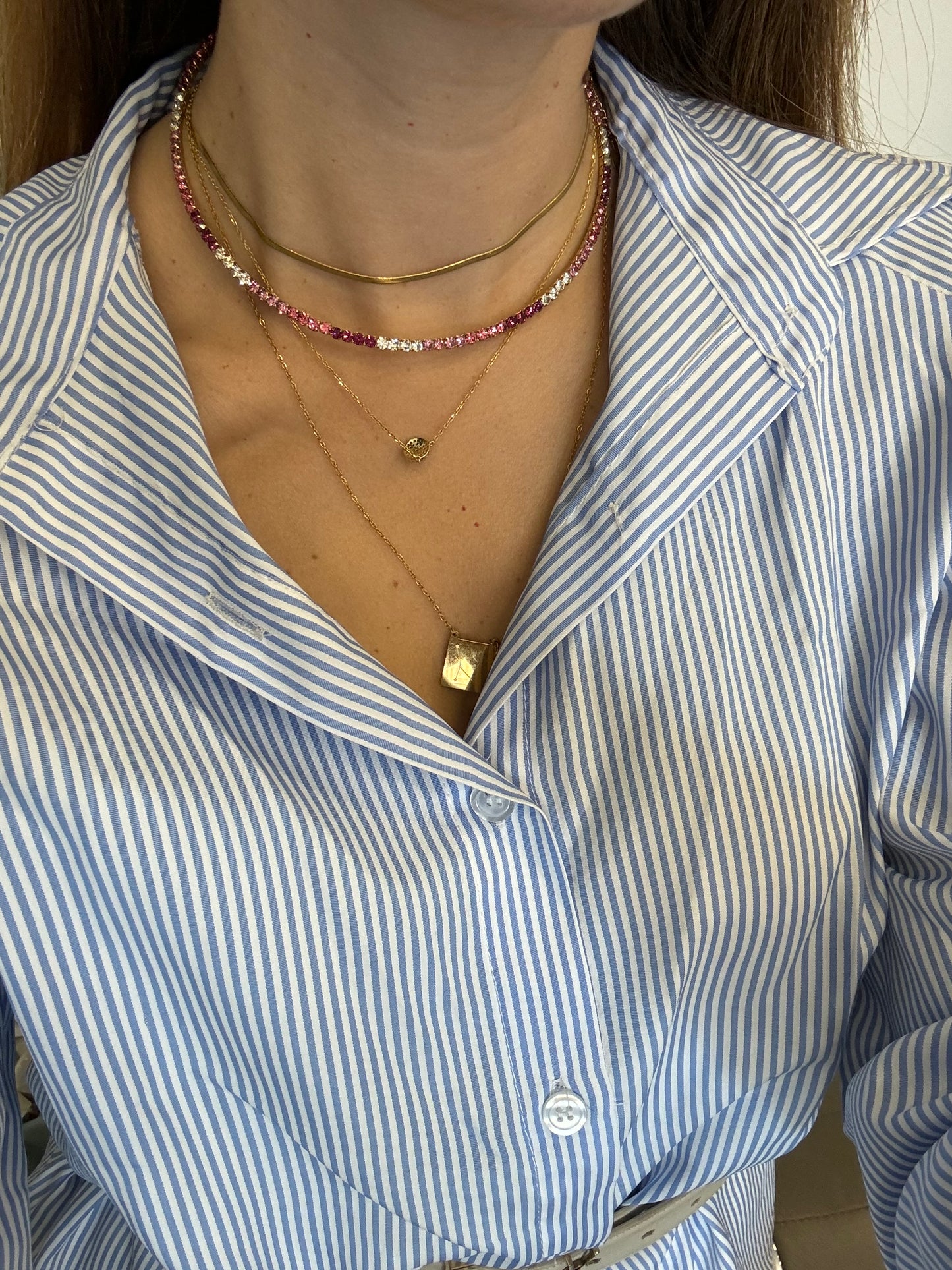 Collier rigido tennis color