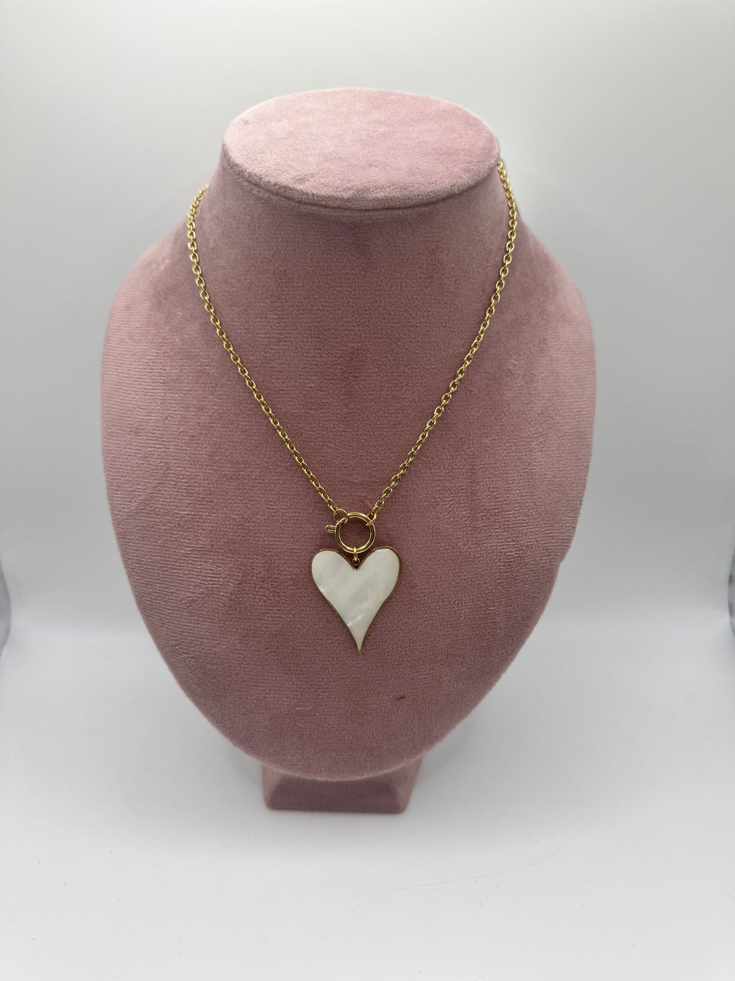 Collana cuore big madreperlato
