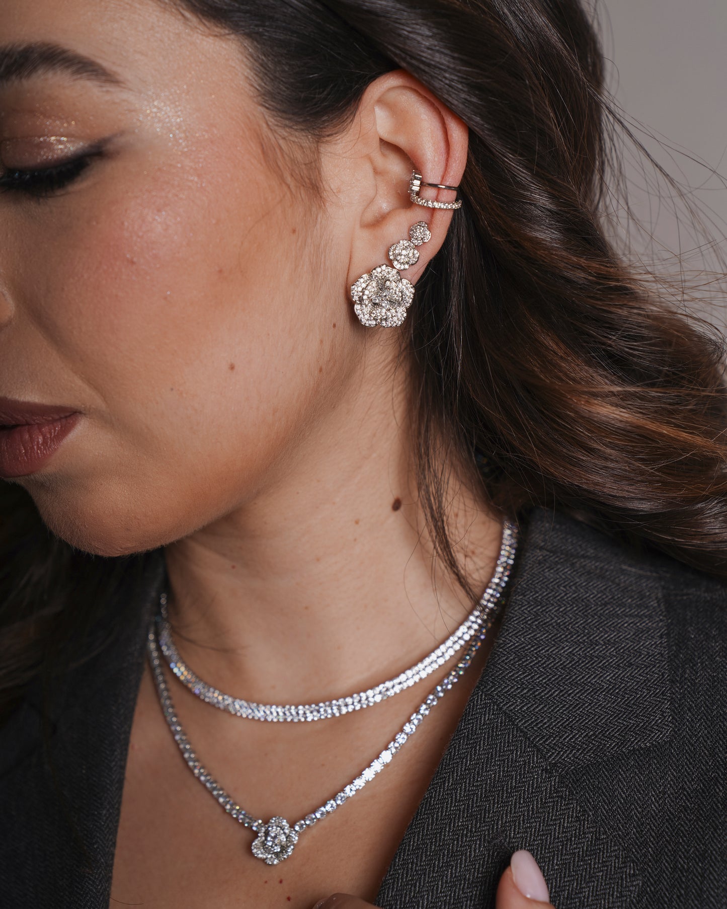 Collier tennis rosa inglese