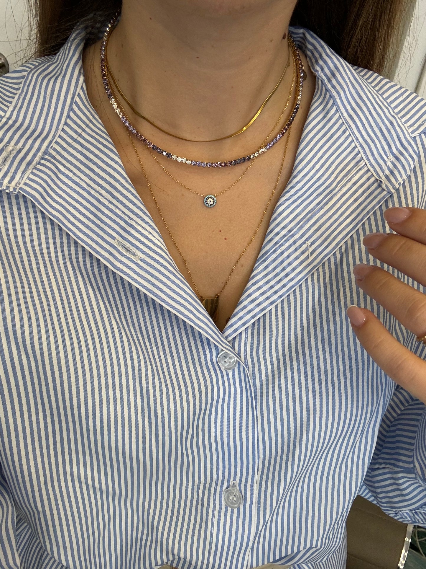 Collier rigido tennis color