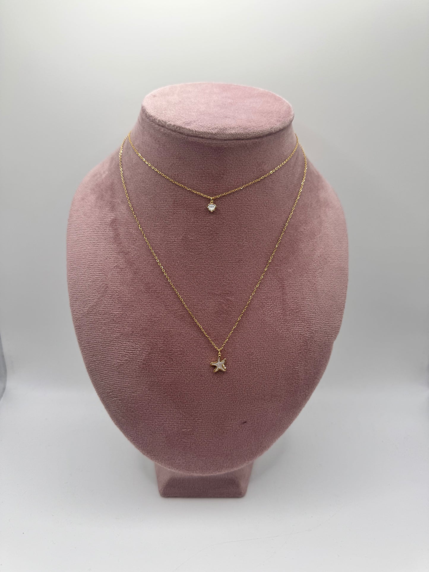 Collana doppio filo madreperlata