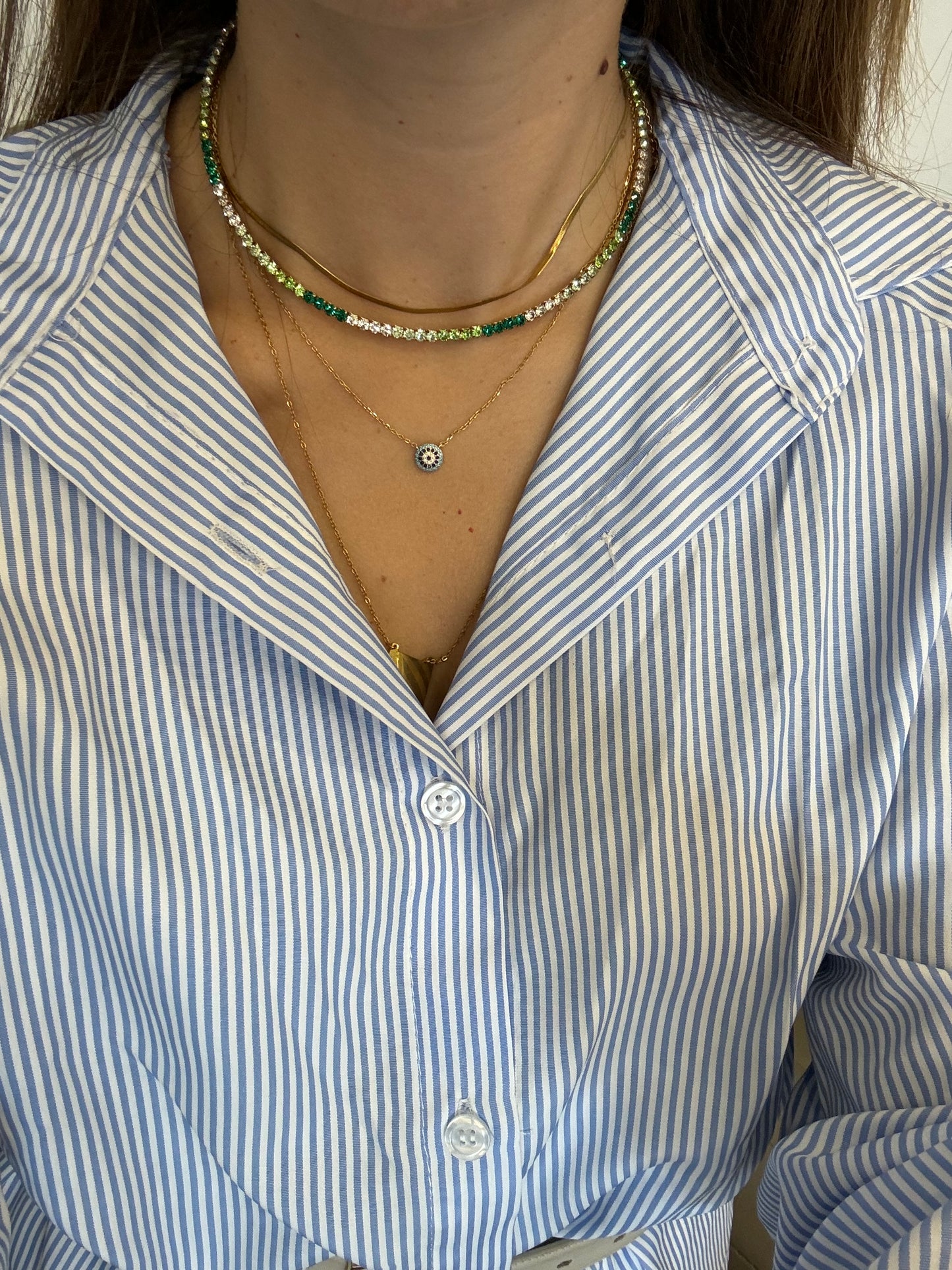 Collier rigido tennis color