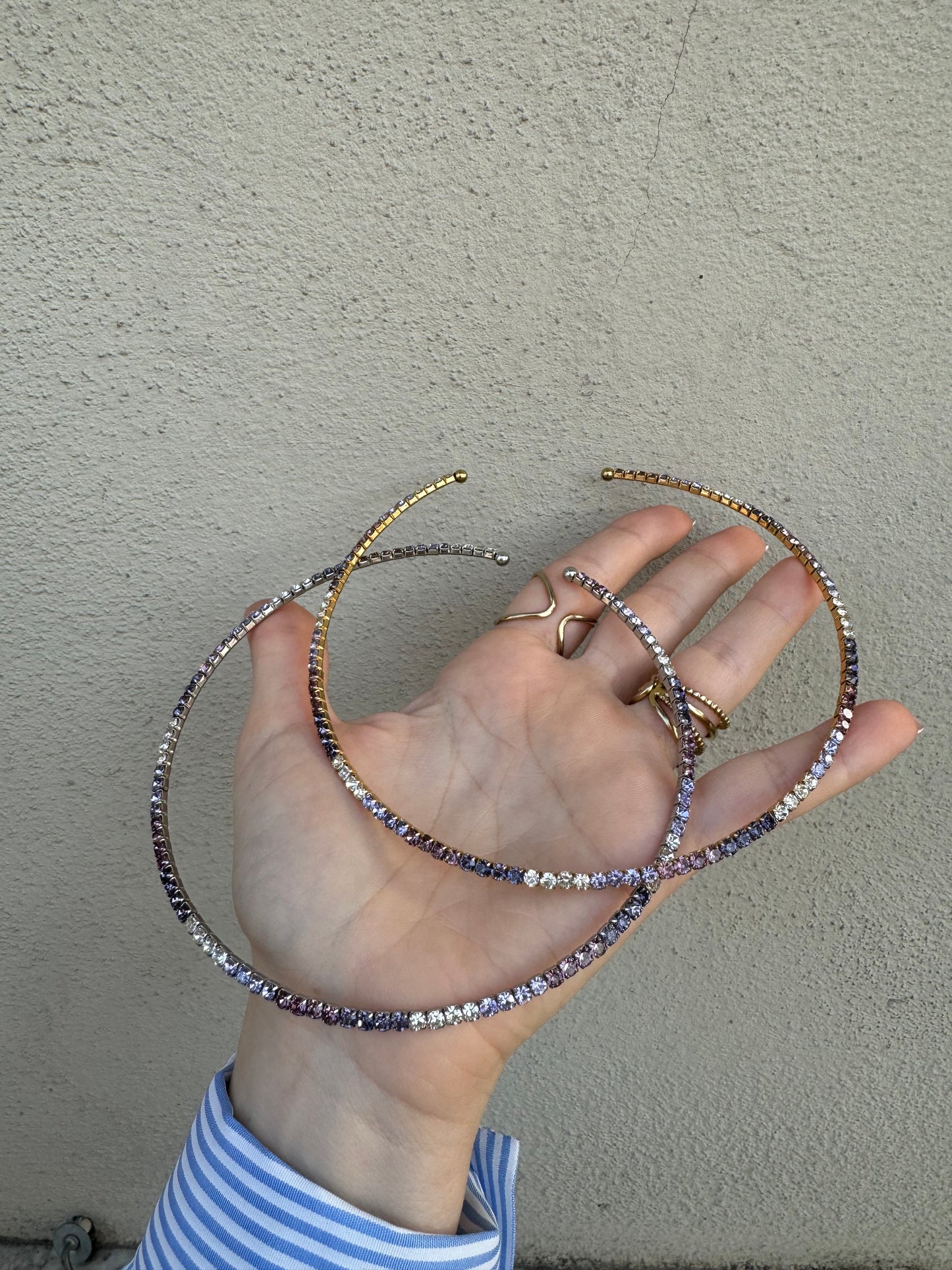 Collier rigido tennis color