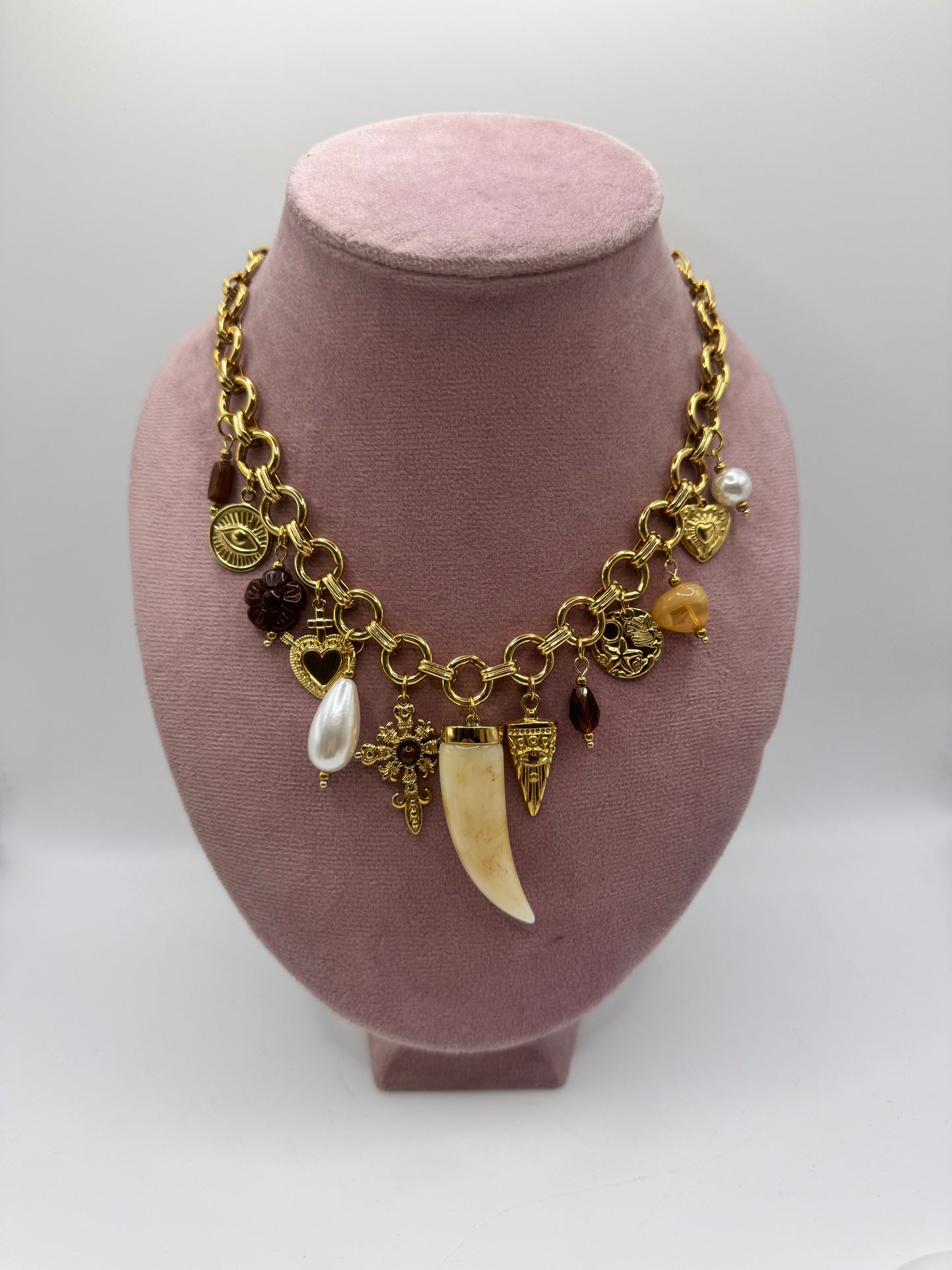 Collana multi charms corno