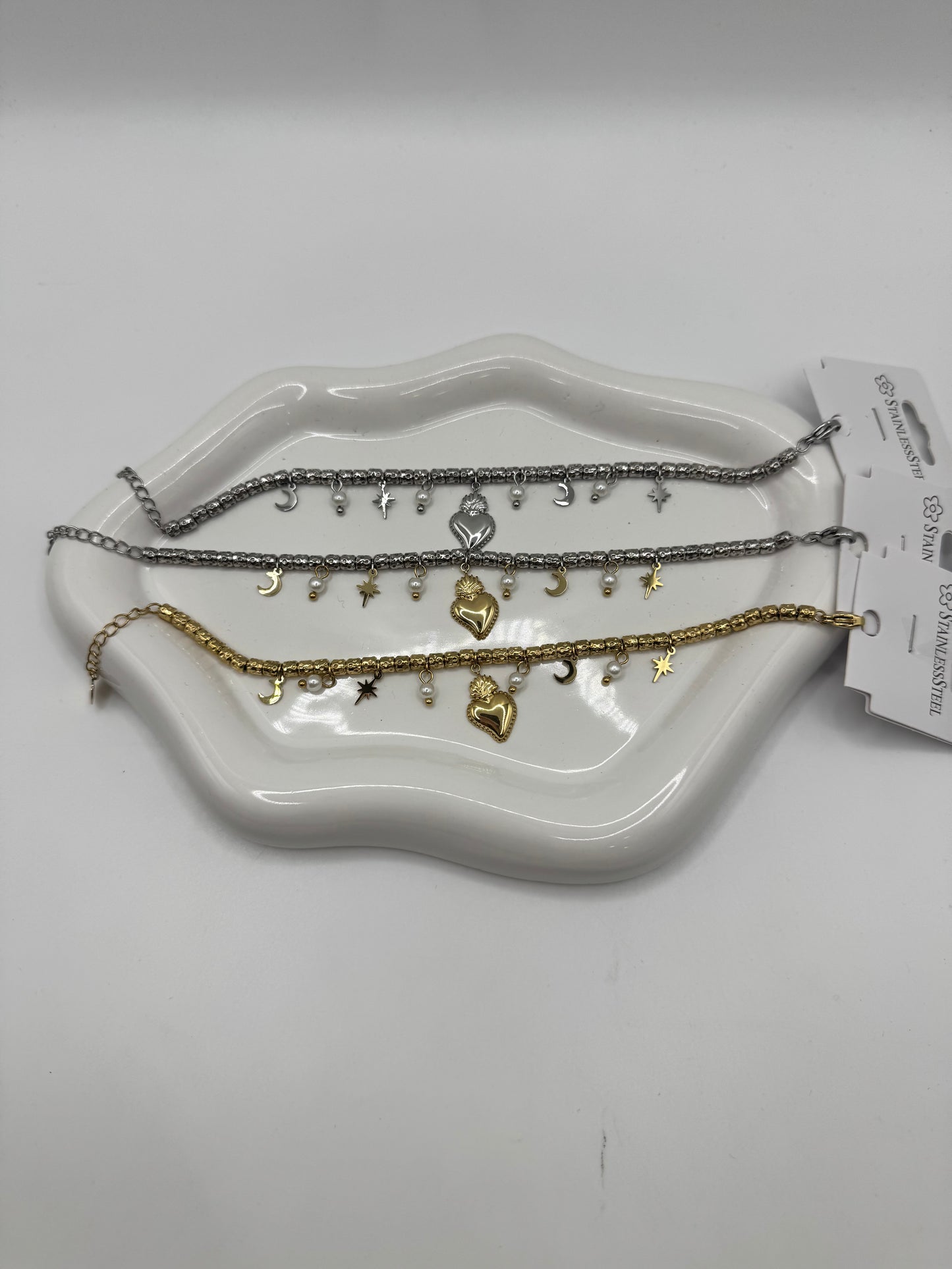 Bracciale cuore sacro e perline