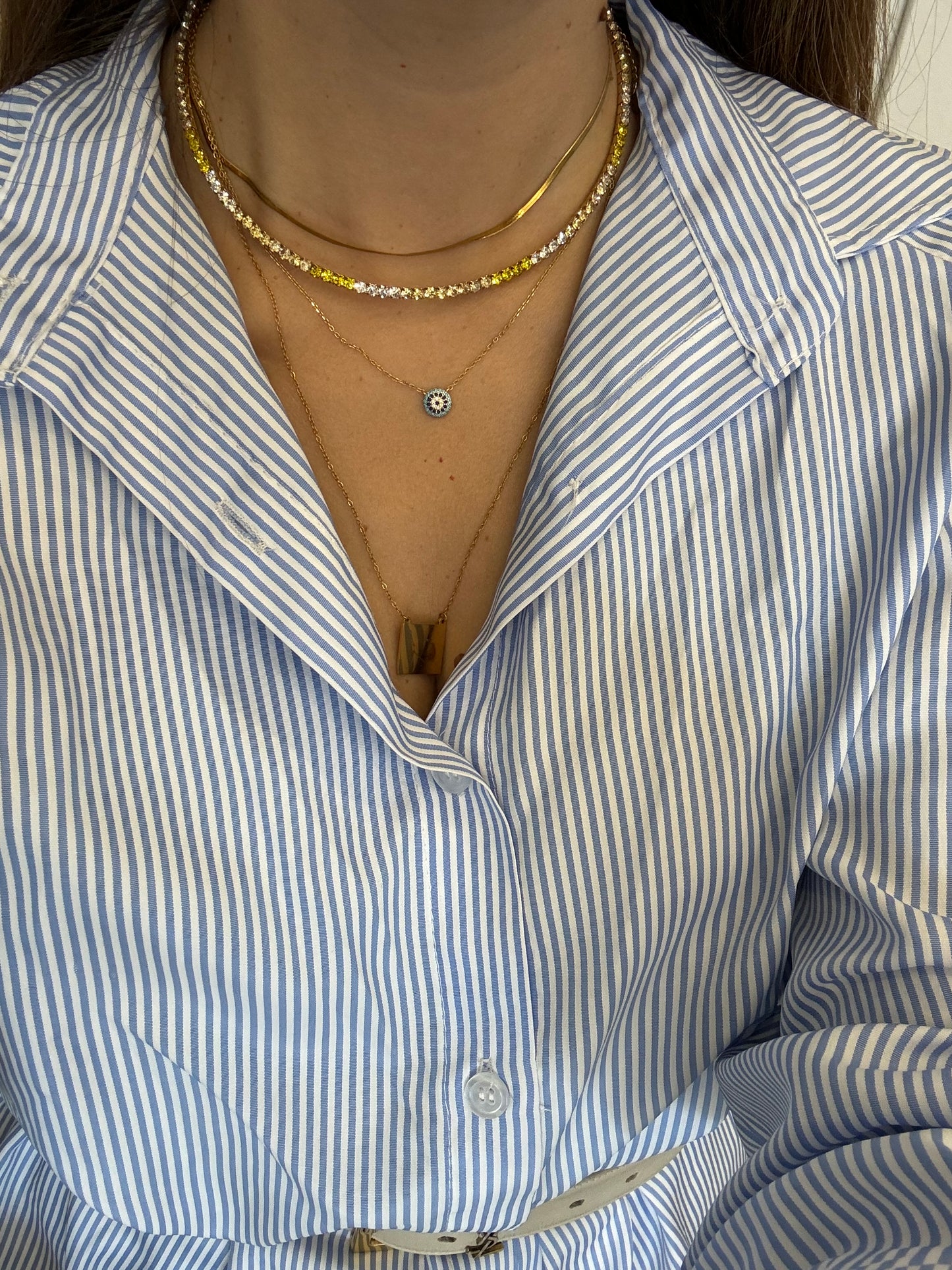 Collier rigido tennis color