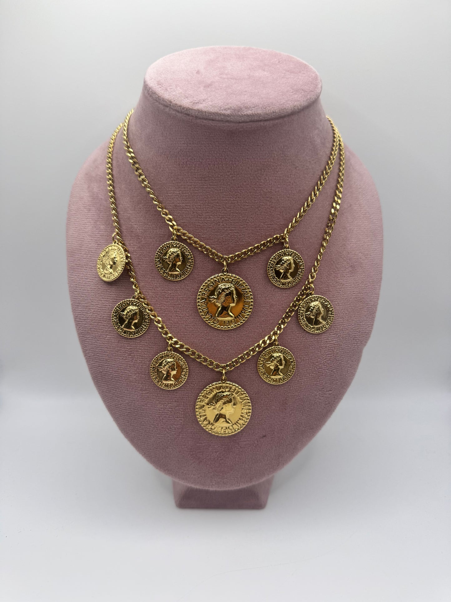 Collana doppio filo monete