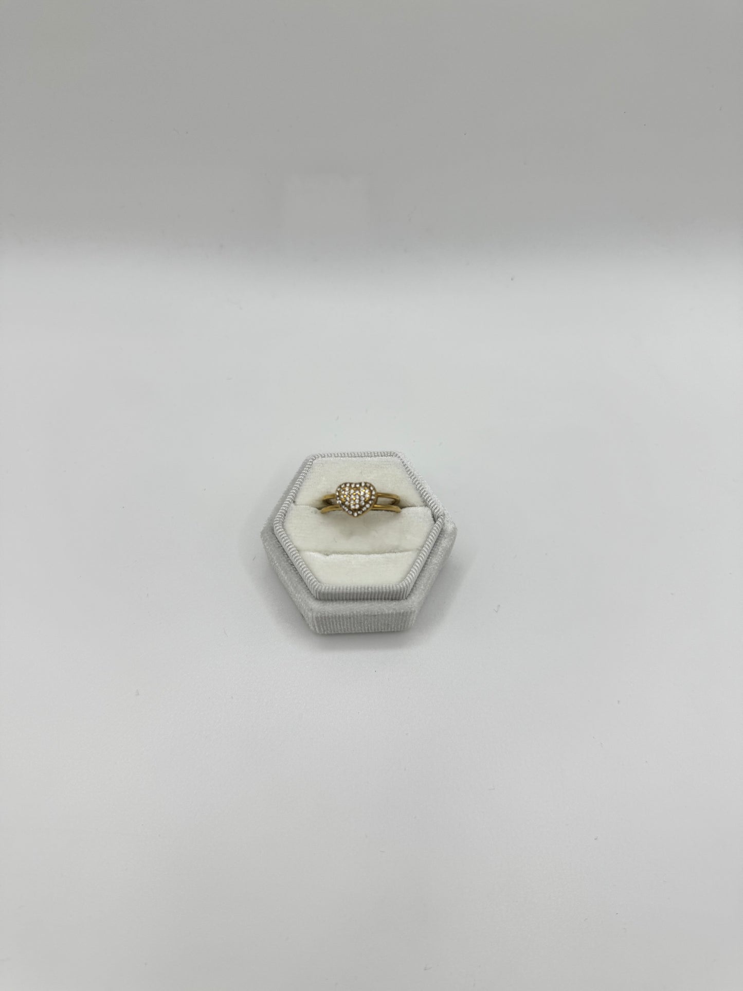 Anello heart pavè doppia fascia