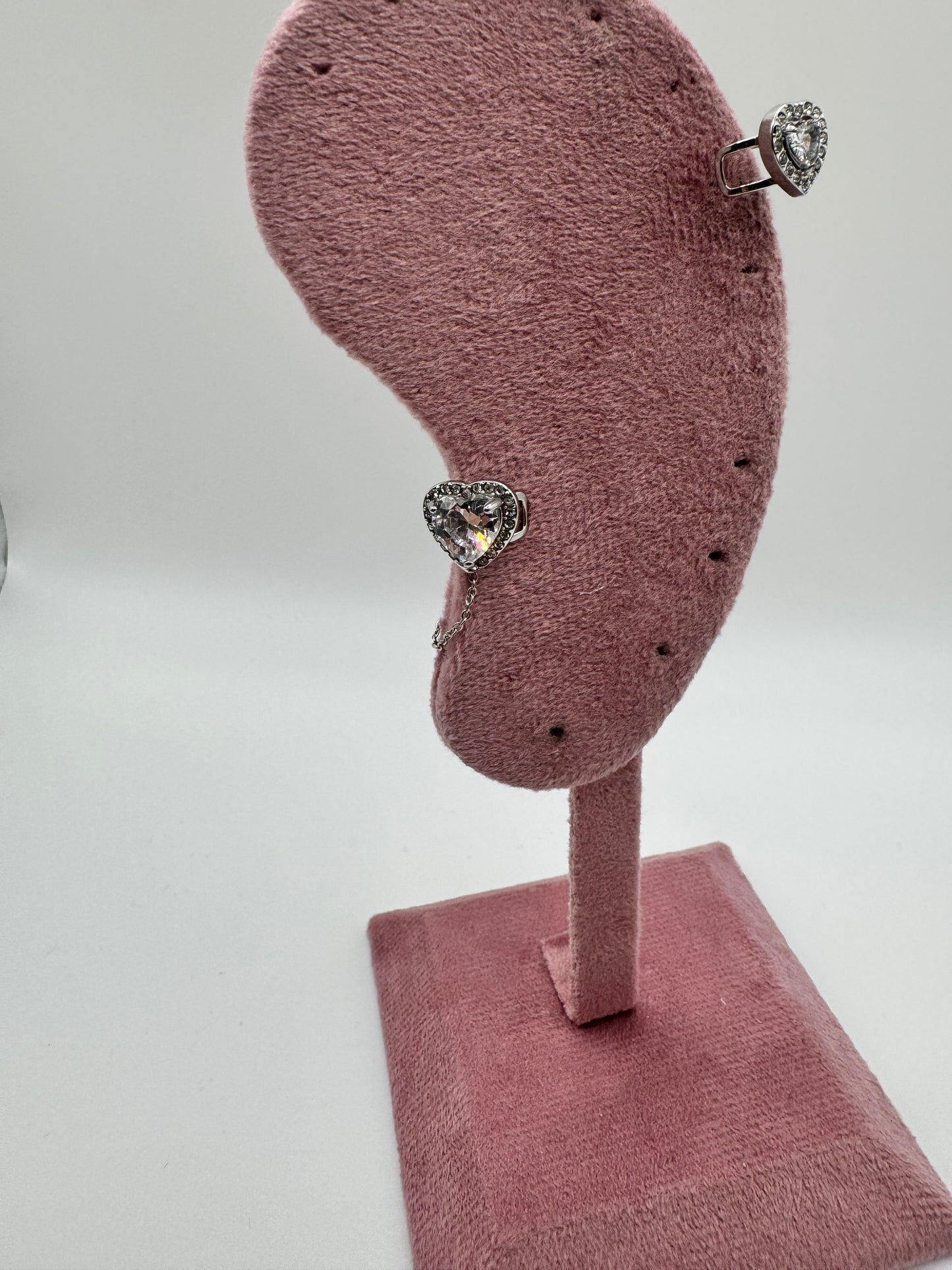 earcuff diamond heart drop