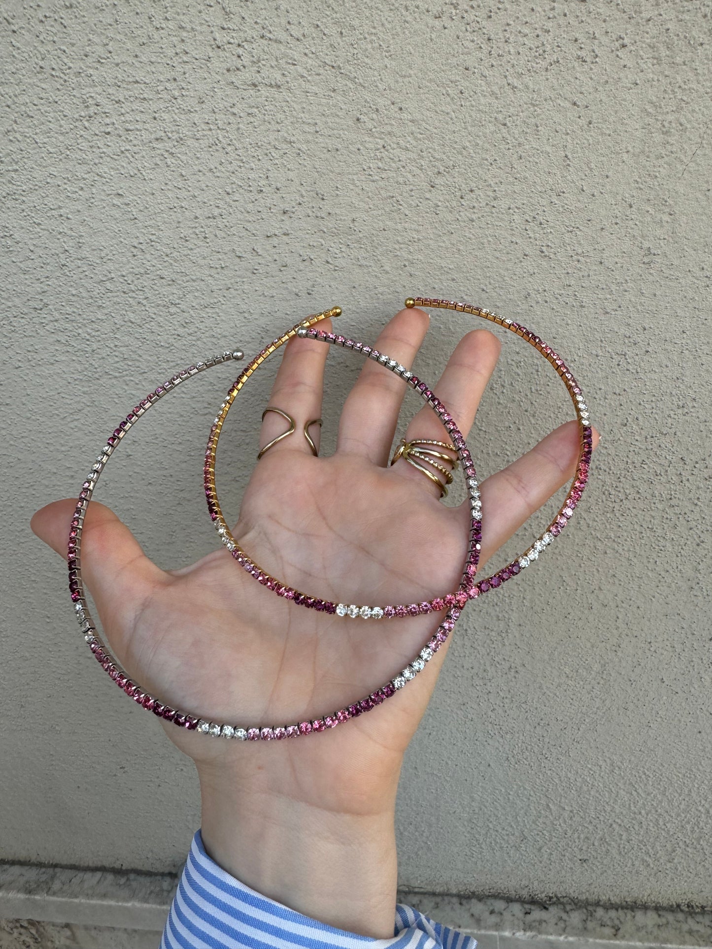 Collier rigido tennis color