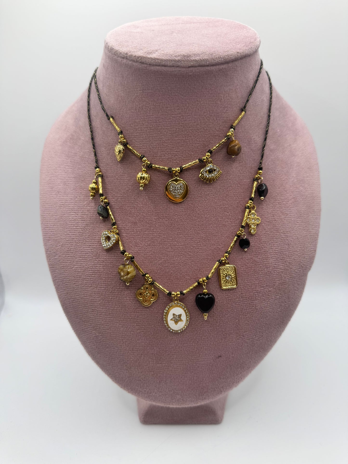 Collana 2 fili black and gold