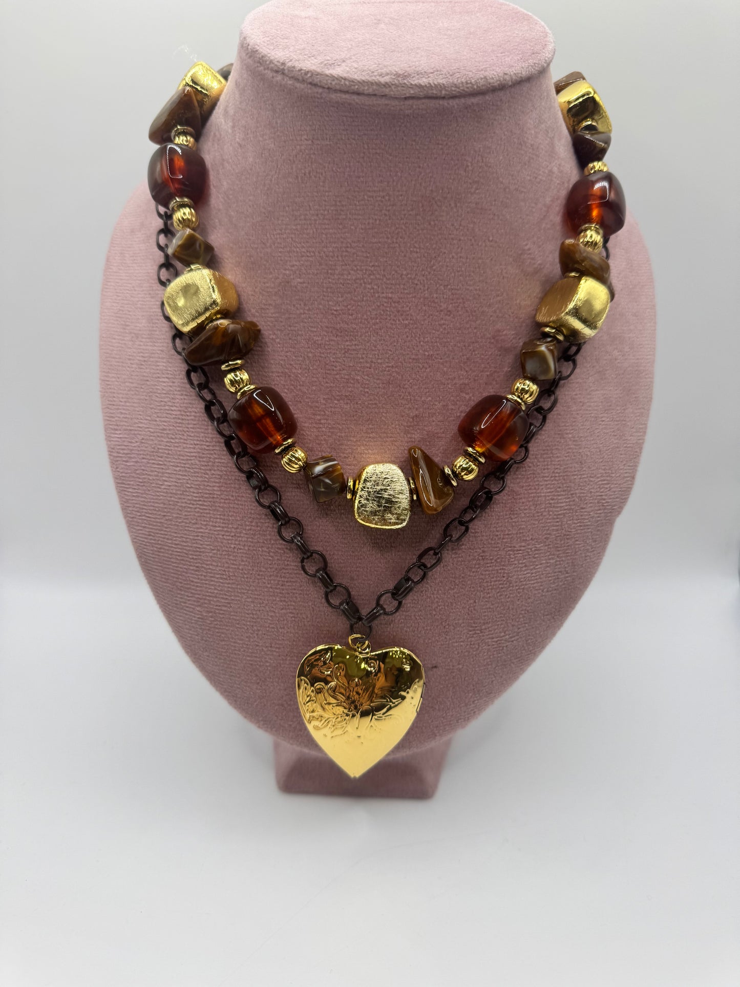 Collana 2 fili marrone