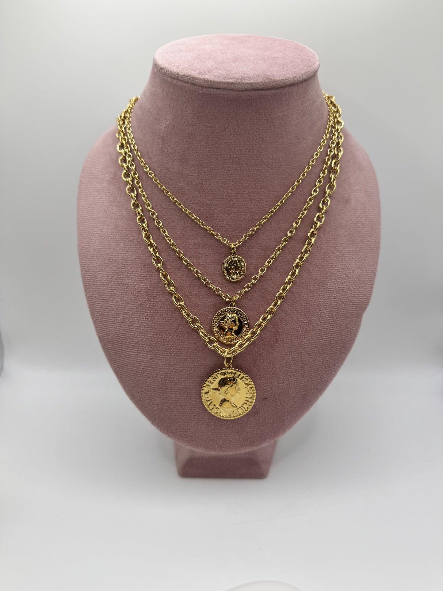 Collana 3 fili moneta