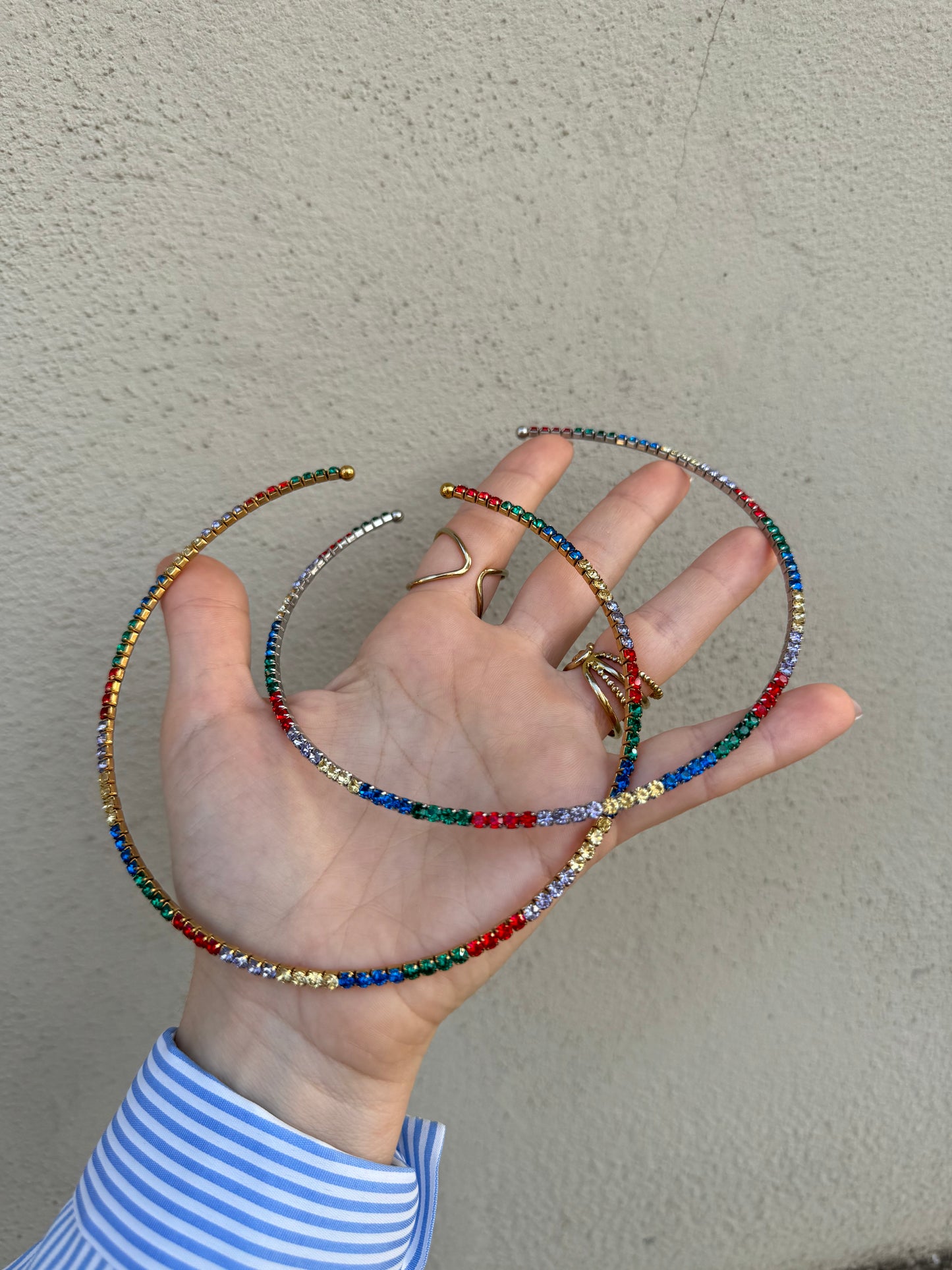 Collier rigido tennis color