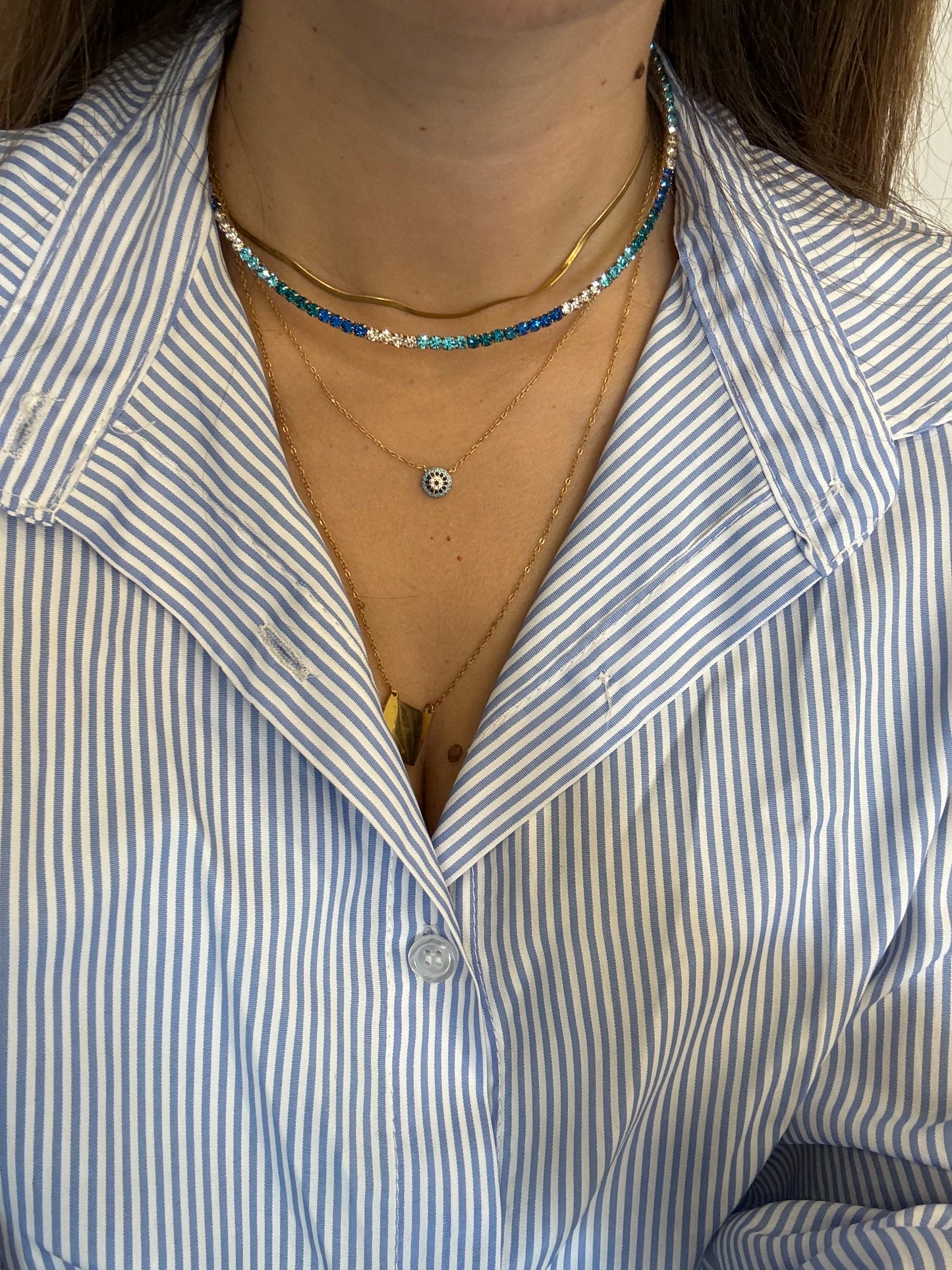 Collier rigido tennis color