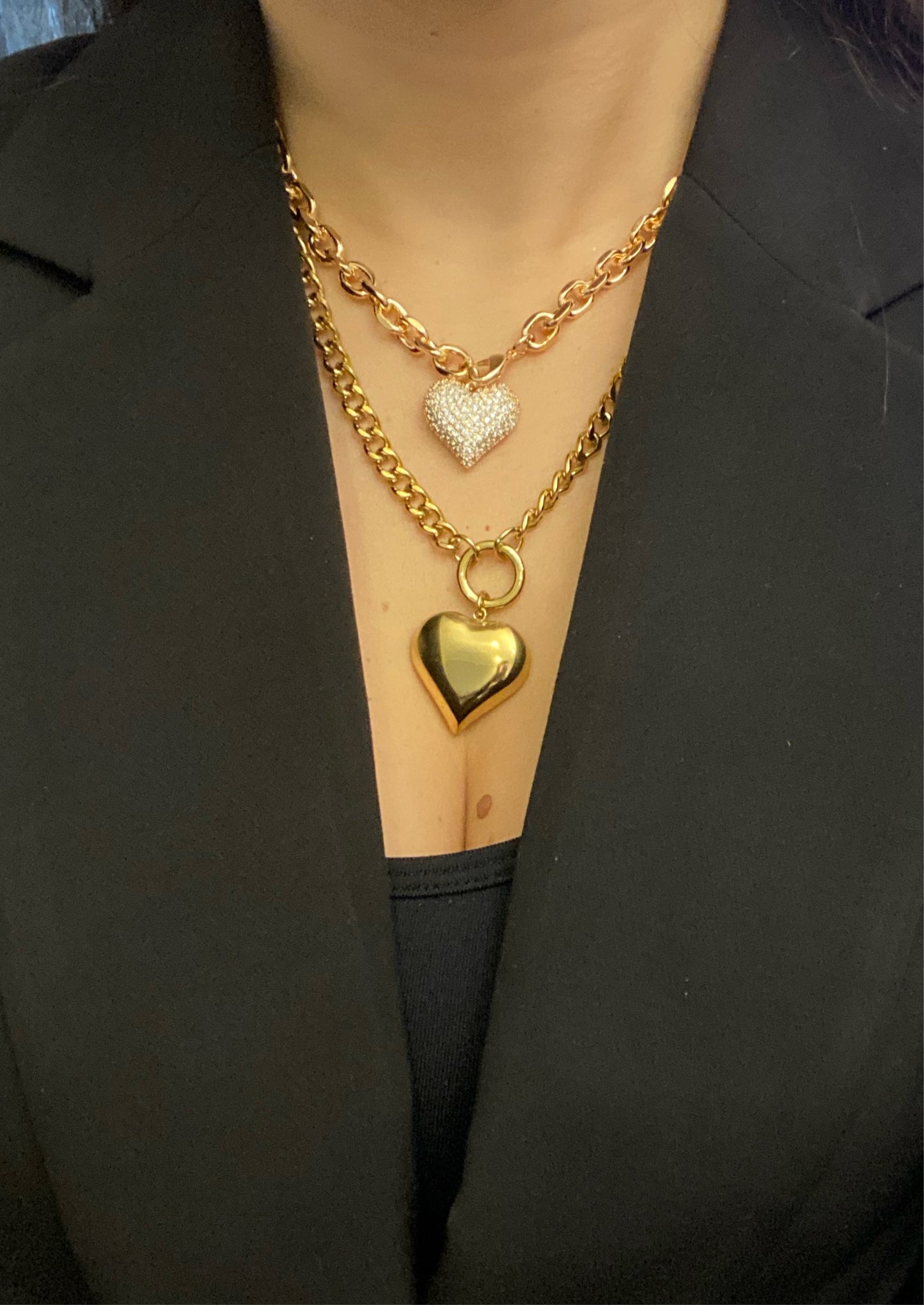 Chain heart pavè Necklace