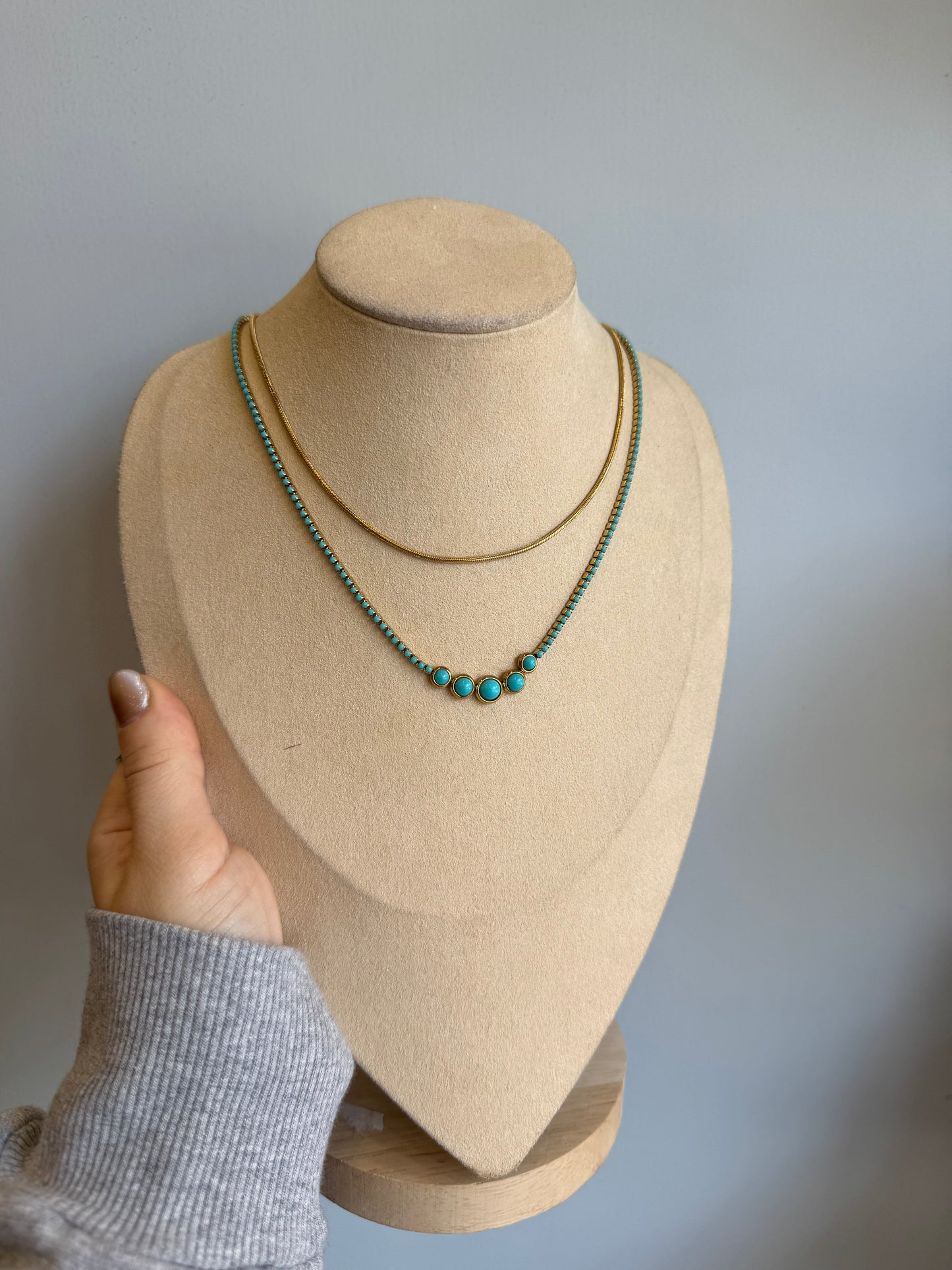Collana doppio filo turchese
