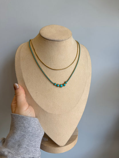 Collana doppio filo turchese