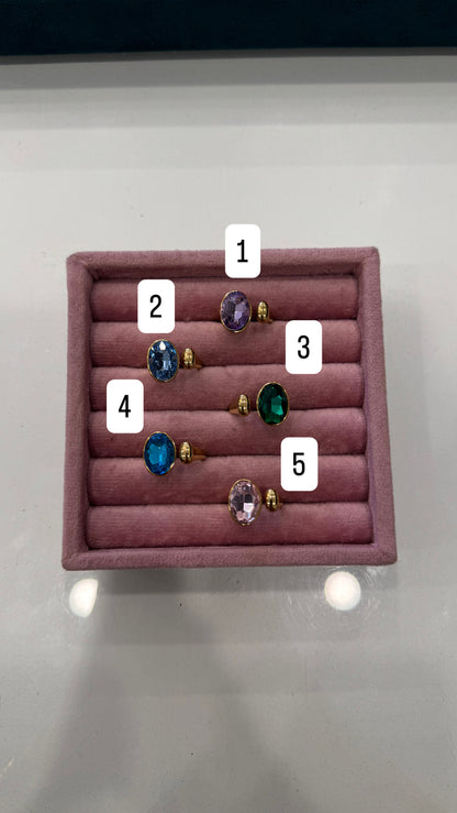 Anello pietra ovale color