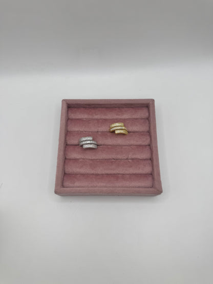 Anello tripla fascia baguette