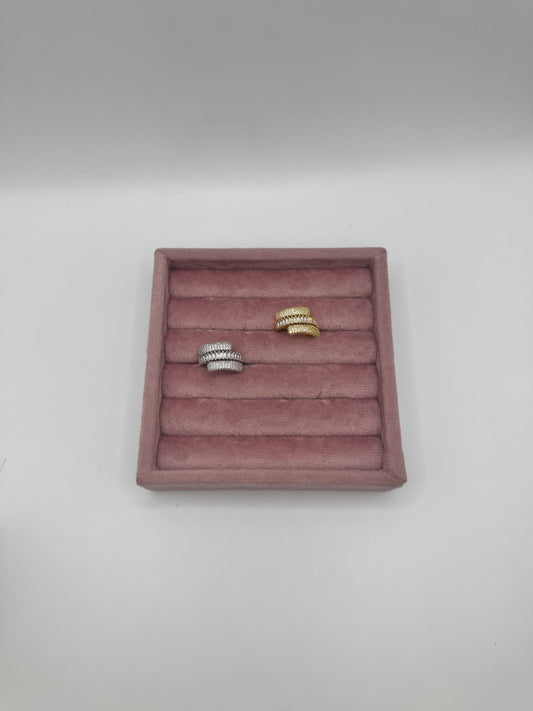 Anello tripla fascia baguette