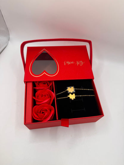 Box coppia bracciali puzzle con incisione