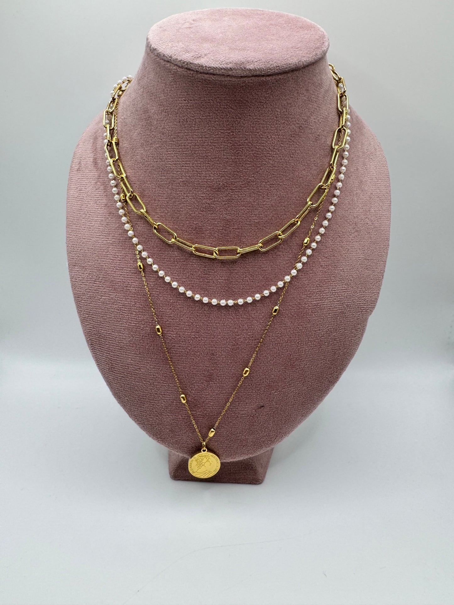 Collana 3 fili moneta
