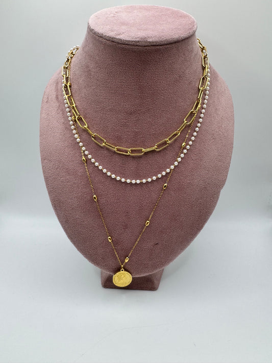 Collana 3 fili moneta