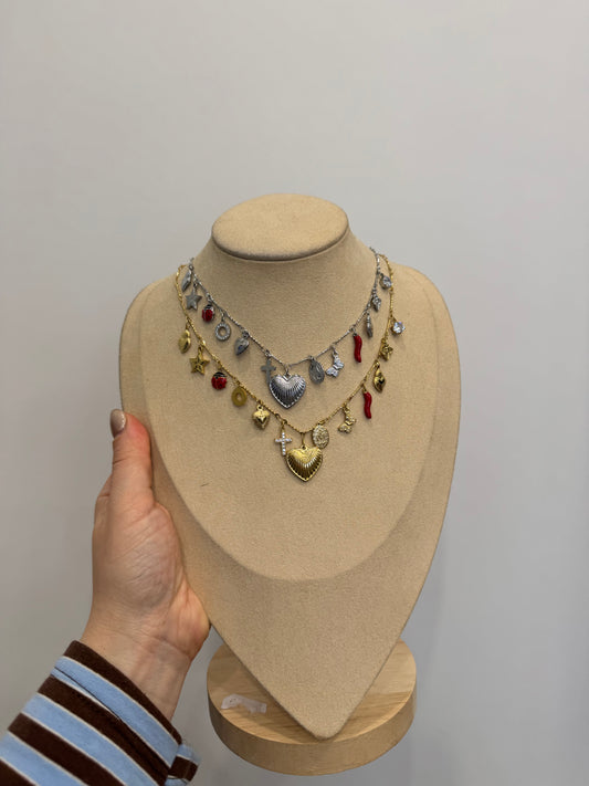 Collana charms cuore portafortuna