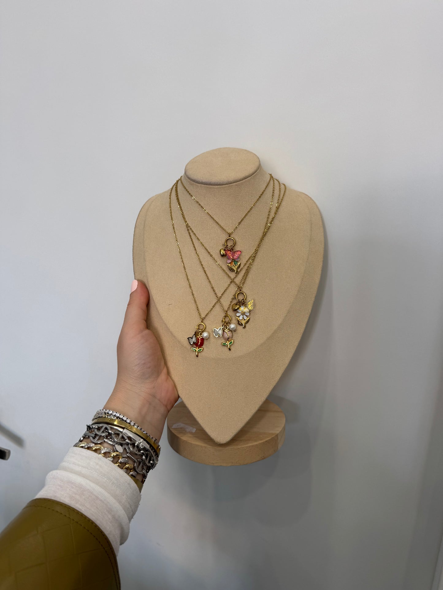 Collana multicharms fiori