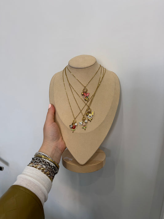 Collana multicharms fiori