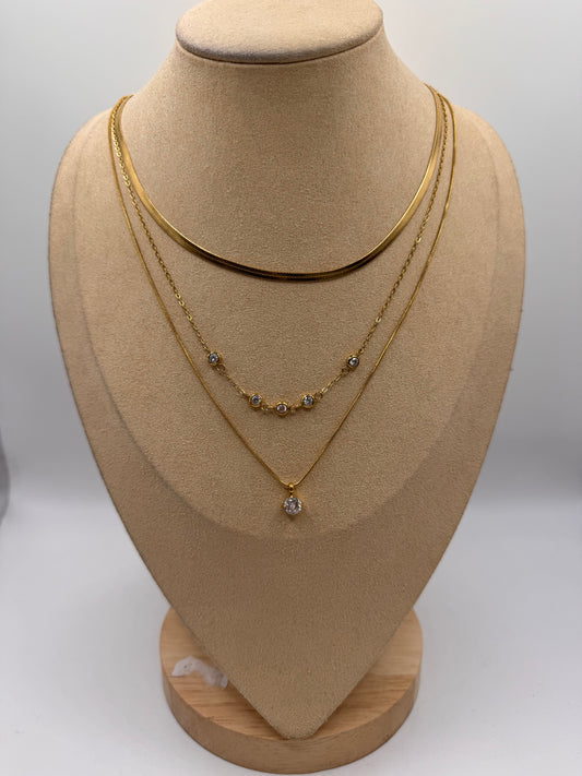 Collana 3 fili crystal