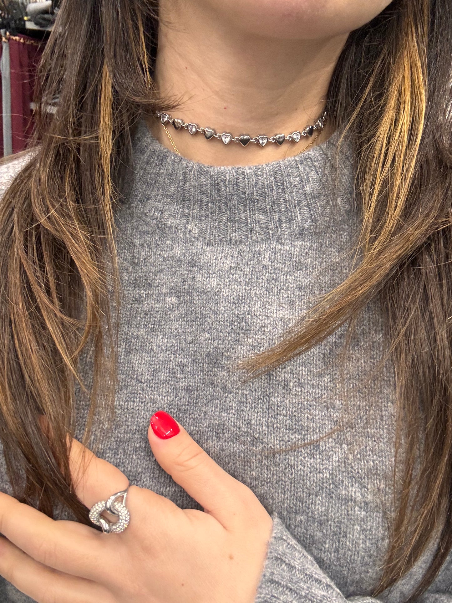 Chocker cuori diamantino