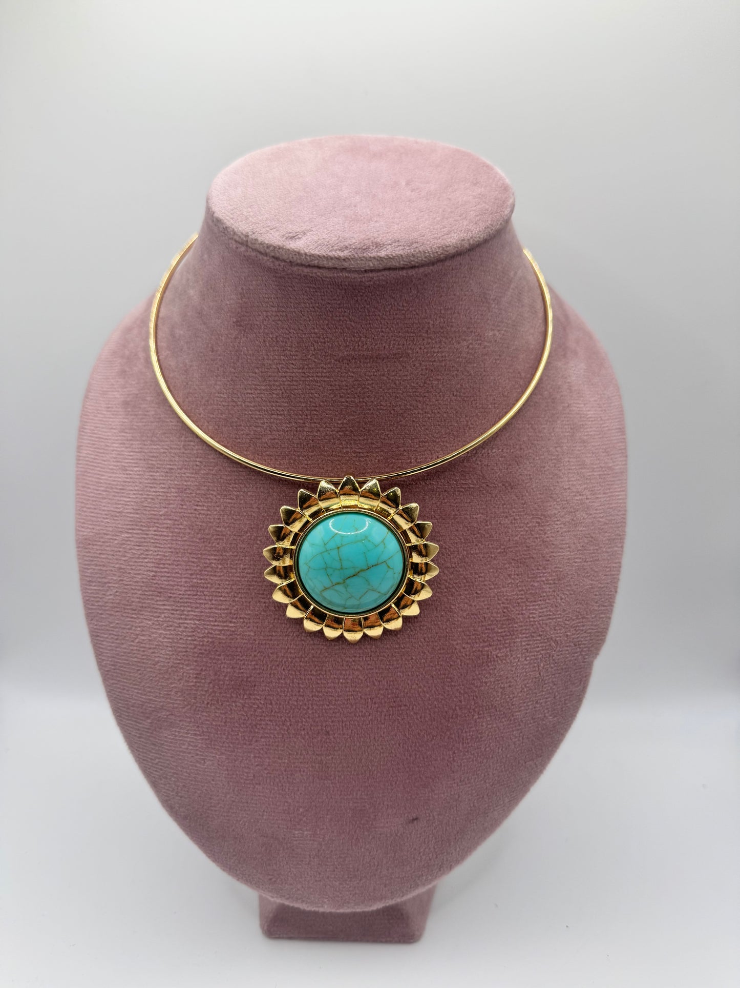 Collier rigido girasole turchese