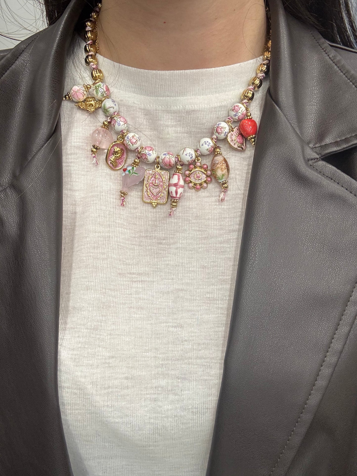 Collana charms sfere ceramic