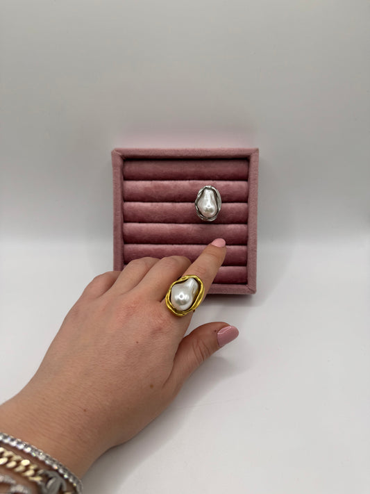 Anello perla barocca