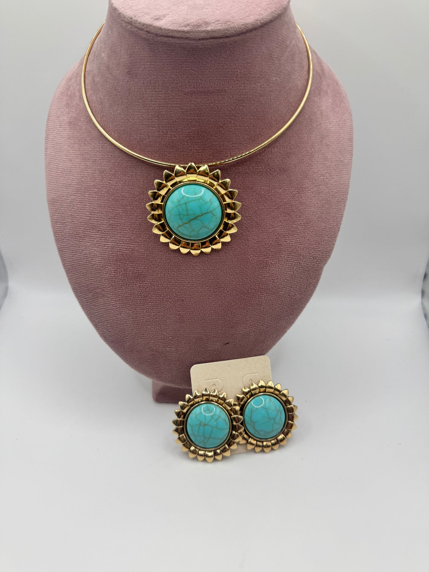 Collier rigido girasole turchese