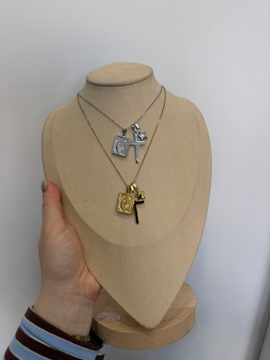 Collana multicharms stella e croce