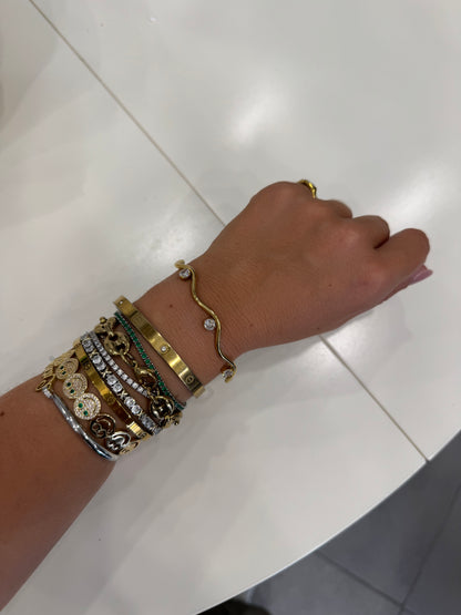 Bracciale rigido onda punti luce
