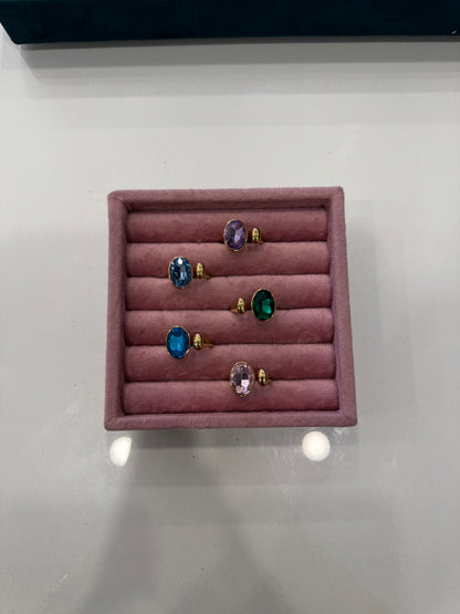 Anello pietra ovale color