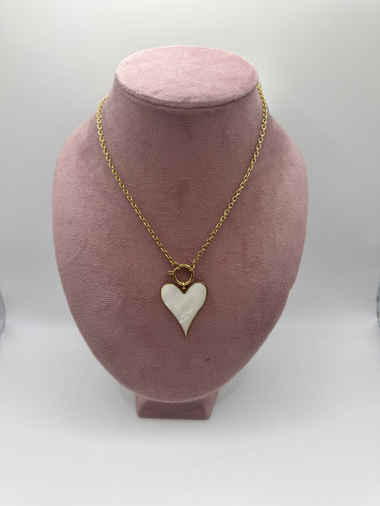 Collana cuore big madreperlato